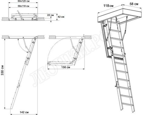 Чердачная лестница LRF Termo Extrem 66 mm 600*1200*3300 Чердачная лестница LRF Termo Extrem 66 mm 600*1200*3300